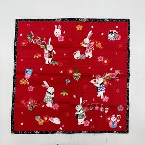 Furoshiki Rabbit Doll's Festival Handkerchief Tapestry 100% Cotton 19.5" x 19.5"
